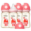 YOHKOH PPSU Baby Bottle Wide Neck, Newborn Anti-Colic Baby Bottle with Natural Response Nipple, Streamlined Body, Easy to Clean (8.8oz (Pack of 4), Red) by TinyTreasures Baby Boutique
