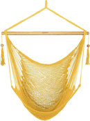 JoyView Hammock Chair with Spreader Bar Caribbean Hammock Swing Chair 300 LBS Weight Capacity XL Rope Hanging Chair for Outdoor Indoor Garden Yard - Yellow by GreenHaven Gardens