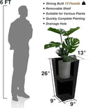 26 Inch Planter Tall Tapered Planter for Front Porch, Patio, Deck, Garden Indoor/Outdoor Tree Planters, Set of 4, Black with Copper Hand Brushed Rim by CozyNest Decor
