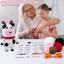 Crochet Animal Kit – 10in Big Adorable COW, Amigurumi Crochet Kit For Intermediate Advanced Level, Kids Knitting Kit With Detailed Videos Tutorials, Yarn, Crochet Hook, Best Gift For Crochet Lovers by TinyTreasures Baby Boutique
