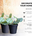 Elly Décor Set of 2 12 inch Round Saucer Modern Self Watering Planter Plates, Pots with Rattan-Like Finish, 12x12 Gray by CozyNest Decor