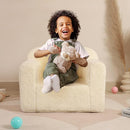 Kids Snuggly-Soft Sherpa Chair, Cuddly Toddler Foam Chair for Boys and Girls, Cream by TinyTreasures Baby Boutique
