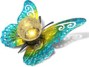 Solar Lights Outdoor Garden Butterfly Decor, Metal Butterfly Statue Decoration with LED Crackle Glass Globe, Solar Powered Lighted Garden Art Decor for Patio Lawn Yard Pathway Tabletop Ground by CozyNest Decor
