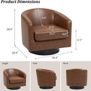 Swivel Barrel Accent Chair, Modern Round Faux Leather Arm Chair for Living Room, Bedroom, Comfy Club Reading Chairs for Adults(Faux Leather, Coffee, Set of 4) by CozyNest Decor