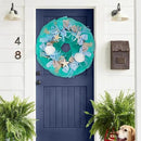26 Inch Coastal Seashell Large Wreath with Natural Starfish & Scallops Shell, Lake Blue Beach Style Front Door Wreath with for Spring Summer, Farmhouse Rustic Indoor Outdoor Home Wall Wedding Decor by CozyNest Decor