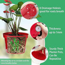 8 inch Plastic Flower Pots, Red Plant Pots 12Pack with Saucers for Indoor House Plants Growing and Decoration by GreenHaven Gardens