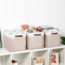 DULLEMELO Fabric Storage Bins, Lining Fabric Baskets For Gifts, Large Storage Baskets for Toys Books Clothes Storage, Foldable Storage Basket for Office Home Shelves Closets Organizing(White&Khaki) by TinyTreasures Baby Boutique