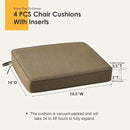 Outdoor Sunbrella Square Corner Seat Cushion, 18.5"x16"x3", Set of 4, Non Slip Seat Cushion Pads with Removable Cover for Patio Furniture, Garden Yard Lawn, Specrtum Caribou by GreenHaven Gardens