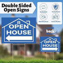 44 Pcs Open House Signs for Real Estate Agent Supplies, Double Sided Open House Flag Kit for Outside, 7.6 x 5.4 Ft Blue Banner Flag Poles Set with Directional Arrows Yard Sign Stakes Balloons by CozyNest Decor