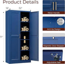 71" Metal Pantry Cabinet, Tall Kitchen Pantry Storage Cabinet with 4 Adjustable Shelves and Gold Handles, Blue Cupboard for Kitchen, Dining Room, Living Room by CozyNest Decor
