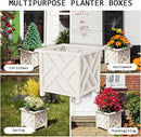 Planters Box - 14.75in Lattice Flower Box Plant Pot - Outdoor Patio Planters and Flower Boxes for Front Porch or Garden Decor by Pure Garden (White) by GreenHaven Gardens