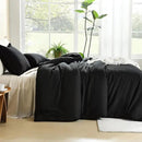 Litanika Black Comforter Full Size, 3 Pieces Boho Lightweight Solid Bedding Comforter Set, All Season Fluffy Bed Set (79x90In Comforter & 2 Pillowcases) by CozyNest Decor