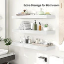 Heimlove 24 x 12 Inch Deep Floating Shelves Wall Mounted with Invisible Brackets,Storage Hanging Shelf for Wall Decor in Bathroom, Bedroom, Toilet, Kitchen, Living Room, Office Set of 2 (White) by CozyNest Decor