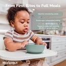 WeeSprout Suction Bowls for Baby & Toddlers (Set of 2) - 100% Silicone w/Plastic Lid - Leak Proof Feeding Supplies - Dishwasher & Microwave Safe Infant Dinnerware w/Extra Strong Base by TinyTreasures Baby Boutique