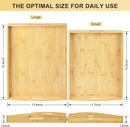 Bamboo Serving Tray Set of 2 Elegant for Coffee, Eating or Decor - Large and Small Rectangle Serving Trays with Handles - Wood Serving Tray Suitable for Home, Kitchen and Outdoor by CozyNest Decor