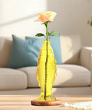 Nacome Fish Vase Glass Plant Terrarium with Wooden Stand,Planter Propagation Station for Home Office Hydroponics Desk Decoration,Unique Gardening Gifts for Plant Lovers Women Mom(Yellow) by CozyNest Decor