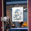 Winter Snowman Hanging Wooden Signs 12x6, Let It Snow Signs, Winter Wall Decor, Winter Door Decor, Blue Snowman Winter Snowflakes Home Room Office Hanging Wall Decor by CozyNest Decor