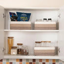 3 Pack Small Storage Baskets for Organizing, Cute Woven Decorative Gift Baskets for Shelves, Mini Closet Organizer Bins with Handles, 11.81''Lx7.87''Wx4.72''H-Brown White by CozyNest Decor