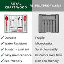 ROYAL CRAFT WOOD Luxury Bamboo Kitchen Drawer Organizer - Silverware Organizer - Utensil Holder and Cutlery Tray with Grooved Drawer Dividers for Flatware and Kitchen Utensils (9 Slot, White) by CozyNest Decor