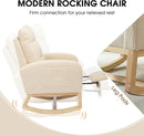 NIOIIKIT Modern Nursery Rocking Chair, Teddy Upholstered Rocking Chair with Footrest, Comfortable Rocker Recliner with Side Pocket, Rocker Glider for Living Room, Bedroom, Nursing Room (Apricot) by TinyTreasures Baby Boutique