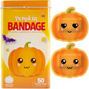 BioSwiss Bandages, Halloween Pumpkin Shaped Self Adhesive Bandage, Latex Free Sterile Wound Care, Fun First Aid Kit Supplies for Kids, 50 Count by TinyTreasures Baby Boutique