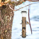 MIXXIDEA 2PK Metal Wild Bird Feeder Squirrel Proof Bird Feeders for Outside Hanging 6 Port Tube Bird Feeder Transparent Finch Feeder with Steel Hanger (Coffee) by CozyNest Decor