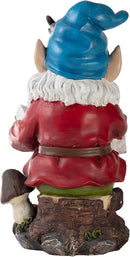 Alpine Corporation 14" Tall Outdoor Garden Gnome Reading a Book Yard Statue Decoration by GreenHaven Gardens