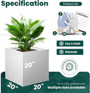 White Outdoor Planter Square Steel Planters Galvanized Steel Planter Box Indoor Metal Large Planters Cube Heavy Duty Flower Pot 20 Inch Modern Commercial Residential for Trees Patio Deck Yard Garden by GreenHaven Gardens