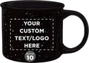 DISCOUNT PROMOS Custom Ceramic Campfire Coffee Mugs 13 oz. Set of 10, Personalized Bulk Pack - Perfect for Tea, Espresso, Cappuccino, Hot Cocoa - Black by TinyTreasures Baby Boutique