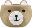 PandaEar Cotton Rope Baby Basket, Baby Gift Basket Nursery Laundry Organizer with Cute Bear Design for Storage Infant Newborn Essentials, Diaper Caddy with Handle (Brown) by CozyNest Decor