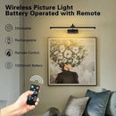 Dimmable Black Picture Lights with Remote and Timer Wireless Art Lights Rechargeable Gallery Lighting for Canvas Portrait 24'' Inch 5W Warm White by CozyNest Decor