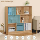 LEYAOYAO 8 Cube Bookshelf with Wood Base,Natural 3 Tier Mid-Century Modern Bookcase,Standing Wide Bookshelves Storage Organizer Shelf,Rustic Display Cabinet Book Shelves for Bedroom,Living Room by CozyNest Decor