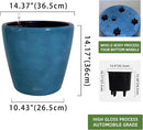 Dexceder 15x14 Self Watering Planter with Wheels Indoor Outdoor, Inner Pot Design, Thickened Large Floor Standing Flower Plant Pot with Water Level Indicator (Peacock Blue Gradient) by CozyNest Decor