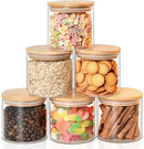 Glass Food Storage Jars 6-Pack - 4x4 in-Clear Glass Food Canisters with Bamboo Lid Airtight For Serving Tea, Coffee, Flour, Sugar, Candy, Cookie, Spice and More (Circular) by CozyNest Decor