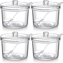 Patelai 4 Pieces Sugar Bowl Acrylic Clear Sugar Bowl with Lid and Salt Spoon Storage Jar with Airtight Lid for Salt, Tea, Spices, Herbs, Condiments(7.1 oz) by CozyNest Decor