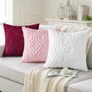 decorUhome Fall Throw Pillow Covers 24x24 Inch Set of 2, Soft Plush Decorative Faux Fur White Solid Couch Pillow Covers, Accent Farmhouse Neutral Square Euro Pillow Cases for Sofa Bed Living Room by CozyNest Decor