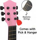 23" Acoustic Guitar, Kids 6 String Toy Guitar - Realistic Steel Strings - Beginner Practice First Musical Instrument for Children, Toddlers (Pink) by TinyTreasures Baby Boutique