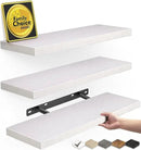 BAYKA Floating Shelves for Wall – Rustic Wood Wall Shelves with Metal Brackets for Bathroom, Bedroom, Kitchen, or Living Room Decor – White, Set of 3, Sturdy Storage with 22lb Capacity by CozyNest Decor