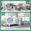 MOUKABAL Dish Drying Rack - Stainless Steel Dish Rack, Dish Racks for Kitchen Counter, Drying Rack Kitchen with Removable Utensil Holder, Drainboard and Glass Organizer (White) by CozyNest Decor