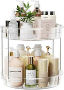 LAMU 12inch 2 Tier Lazy Susan Turntable Organizer Rotating Spice Rack Organization for Cabinet, Kitchen, Pantry, Countertop, Bathroom, Vanity, Medicine Cabinet Organizer, Clear by CozyNest Decor