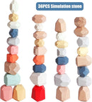 BESTAMTOY 36 PCS Wooden Sorting Stacking Rocks Stones,Sensory Toddler Toys Learning Montessori Toys, Building Blocks Game for Kids 3 4 5 6 Years Boy and Girl Birthday Gifts for Kids by TinyTreasures Baby Boutique