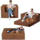 Folding Bean Bag Chair for Adults,3-in-1 Bean Bag Couch Faux Fur Floor Sofa Large Beanbag Convertible Bean Bag Sofa Bed with Pillow in Bedroom,Living Room,Apartment(Twin,Caramel) by CozyNest Decor