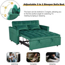3 in 1 Sleeper Sofa Bed, Futon Sofa Bed for Living Room with Side Pocket, Green Sleepers Sofas Couch with Pullout Beds, Convertible Love Seat Sleepers Couch for Living Room, Bedroom by CozyNest Decor
