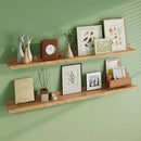 Floating Picture Ledge Shelves 55 Inch Solid Oak Wood Set of 2, Rustic Wall Storage Shelves with Lip, Kids Bookshelf, Photo & Picture Ledge Shelves for Bedroom, Living Room, Kitchen by CozyNest Decor