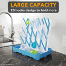 SpaceAid Baby Bottle Drying Rack with 20 Hooks, Space Saving Kitchen Bottles Rack Dryer, Vertical Baby Bottle Holder Organizer for Countertop Storage Accessories (White and Blue) by TinyTreasures Baby Boutique