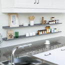 RICHER HOUSE 8 Set Floating Wall Mounted Shelves, Nursery Hanging Book Shelves with Lip for Storage, Gray Display Picture Ledge Shelf for Bedroom Bathroom Kitchen Living Room Wall Decor, Modern Grey by CozyNest Decor