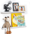 Fun Memories Picture Ledge Shelf, 24 Inch Floating Shelves Set of 2, Nursery Book Shelves for Toys Storage, Kids Bookshelf Wall Mounted for Wall Decor Books Photo Frames, White by TinyTreasures Baby Boutique