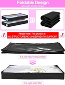 punemi Under Bed Storage Containers, Below 4 Inches Tall Low Profile Foldable Under Bed Storage,No Structure, Soft Fabric Blanket Storage and Clothing Storage with Zipper, 2 Pack, 20x40x3.7in, Black by CozyNest Decor