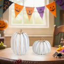 2Pcs Halloween Pumpkin Artificial Resin Pumpkins Decor for Mantel Harvest Autumn Tabletop Decoration Gold Fall Pumpkin Decorations Thanksgiving Table Centerpieces (Set C, ONE Size) by CozyNest Decor