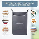 The Fine Living Co. X-Large Hanging Laundry Hamper with Over Door Hooks & Adhesive, Durable Space Saving Laundry Bag with Zipper and Wide Open Top,Hanging Dorm Laundry Hamper 20"x3.75"x31" (Gray-XL) by CozyNest Decor
